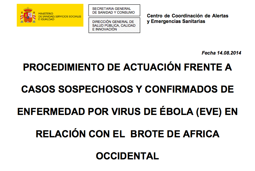 Procedimiento de actuación frente al&nbsp;EBOLA